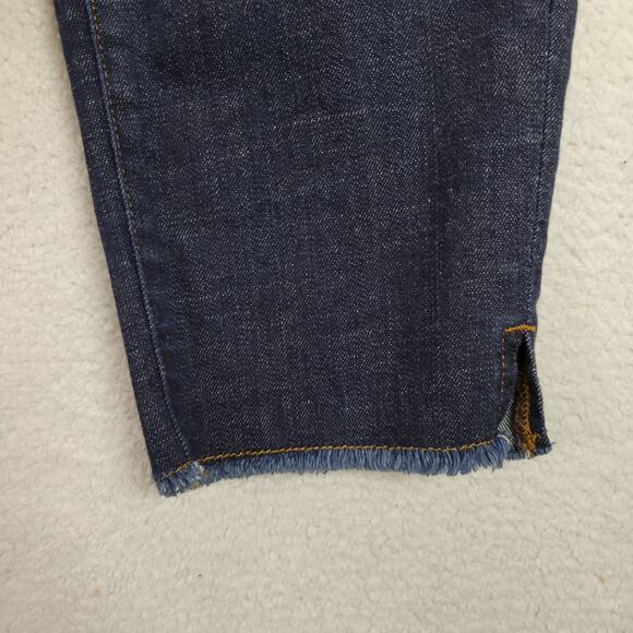Eileen Fisher Jeans Womens 8 Dark Wash Raw Hem Organic Cotton Stretch Crop 31x27 - Picture 3 of 11